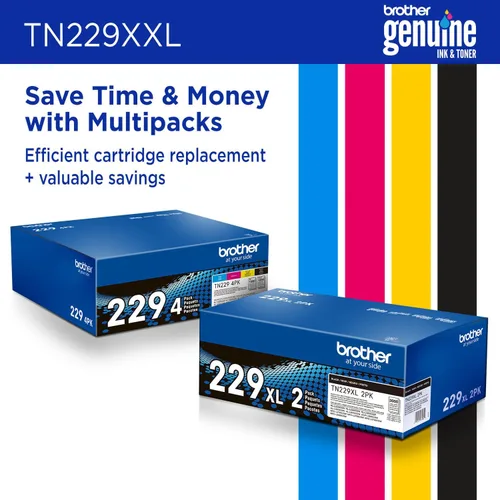Vista 5 de Cartucho de tóner Brother genuino TN229XXLBK negro de súper alto rendimiento - Imprime hasta 4,500 páginas (1), compatible con impresoras