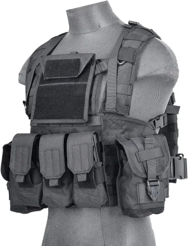 Vista 2 de Lancer Tactical Airsoft - Chaleco de paintball M4 M16 Molle modular con hebillas de liberación rápida (pequeño a extragrande)
