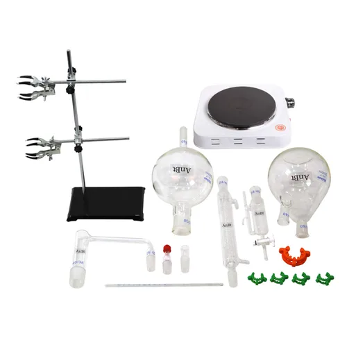 Vista 2 de Kits de cristalería del purificador del destilador del agua del aparato de la destilación del aceite esencial del laboratorio 67.6 fl oz W/tubo