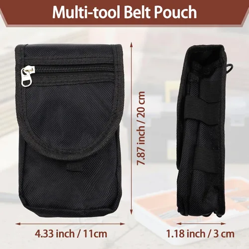 Vista 2 de Bolsa de herramientas con clip para cinturón, bolsa táctica universal para organizadores multiherramientas, funda de teléfono de nailon resistente