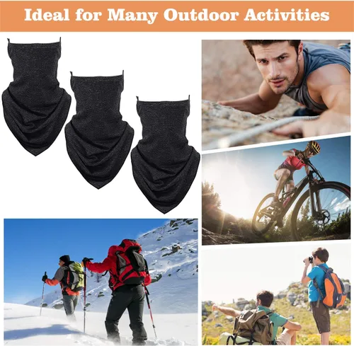 Vista 7 de MoKo Scarf Mask Bandana with Ear Loops 3 Pack, Neck Gaiter Balaclava with Filter Pocket UV Protection Mask