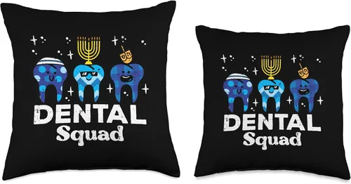 Vista 3 de Hanukkah Decor Jew Chanukah Men Women Kids Gifts Hanukkah Dental Squad Chanukah Jewish Teeth Dentist - Almohada para mujer, 16 x 16 pulgadas