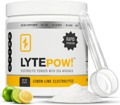 Vista 8 de LytePow - Polvo de electrolitos con minerales marinos, suplemento de hidratación de limón y lima, sin OMG, sin calorías ni azúcar, deliciosa mezcla