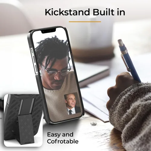 Vista 7 de MOTIVE Funda para iPhone 14, funda con clip para cinturón para Apple iPhone 14, funda protectora delgada y resistente a prueba de golpes con soporte