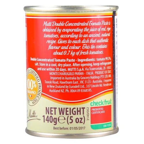 Vista 5 de Mutti Pasta de tomate doble concentrada (Doppio Concentrato), lata de 4.94 onzas 1 paquete Marca de tomates #1 de Italia Tomates enlatados