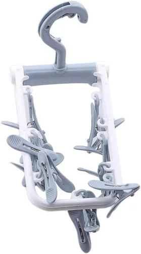 Vista 3 de ZACI - Paquete de 2 estantes de secado de ropa, 12 clips, soporte plegable para calcetines y ropa interior, colgador de plástico