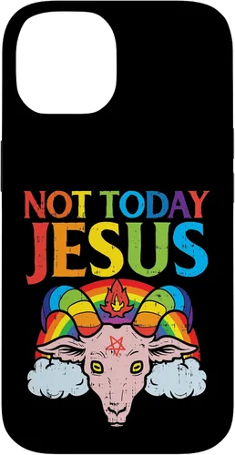 Vista 4 de Today Not Jesus Satan Goat Satanic Rainbow Satanism Gift Case for iPhone 17