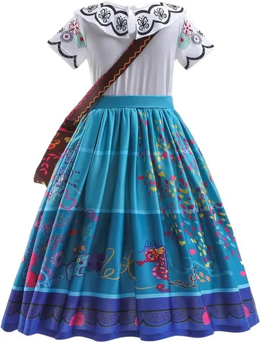 Vista 4 de Mirabel Costume for Encanto Dress Capes for Girls Halloween Costumes for Women Princess Dresses Cosplay Birthday Kids Clothes
