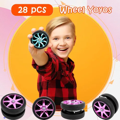 Vista 7 de 40 piezas de juguetes Yoyos de plástico con ruedas en varios colores para principiantes, adultos, adolescentes, cumpleaños, carreras, fiestas