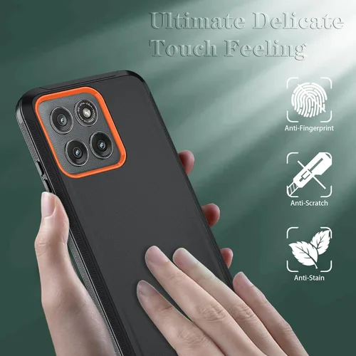 Vista 2 de Qinmay - Funda para Motorola Moto Edge 2025, cubierta de 3 capas, color Negro naranja