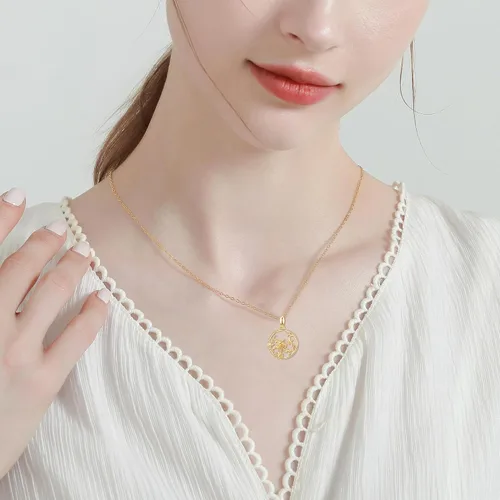 Vista 6 de Collar de oro real de 14k para amantes de animales, joyería delicada de verano, regalo para mujeres, amantes de los animales, regalo de San