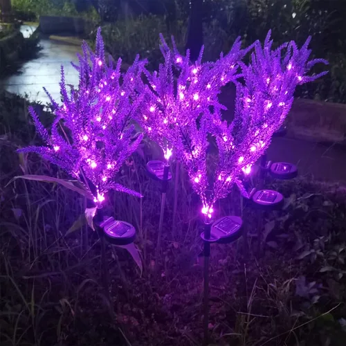 Vista 4 de Luces solares para exteriores, luces de jardín de lavanda, impermeables, luces decorativas insertadas para patio, iluminación de paisaje, luz