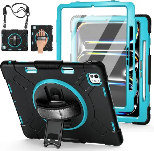 Vista 11 de Funda para iPad Pro de 12.9 2022/2021/2020/2018: Funda para iPad Pro 12.9 6ª/5ª/4ª/3ª generación con protector de pantalla, soporte para lápices