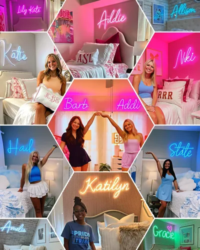 Vista 3 de Letrero de neón con nombre personalizado para decoración de pared de dormitorio, letreros LED personalizados con nombre para niñas, compañeros