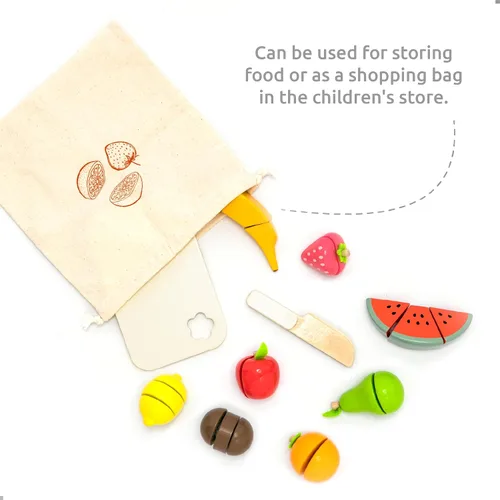 Vista 5 de Juego de frutas para cortar frutas – Accesorio de cocina de madera para jugar, accesorios de juego de simulación, juguetes de madera para cortar