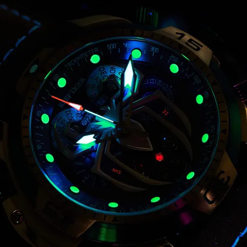 Vista 2 de REEF TIGER Diseño de moda Deporte Reloj mecánico automático Spider Dial con complicado Año Mes Calendario Relojes de pulsera de acero RGA3532SP