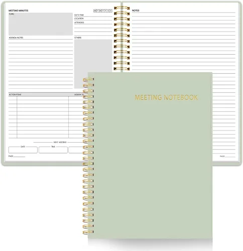 Vista 13 de SUNEE Half Meeting Half Note - Cuadernos profesionales de 8.5"x11" para el trabajo - 160 páginas, planificador de proyectos de tamaño A4, agenda