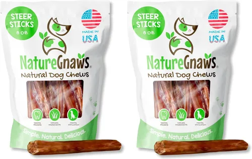 Vista 13 de Nature Gnaws Bully Stick Bites para perros pequeños de 2 a 4 pulgadas (8 onzas), de larga duración para masticadores ligeros y cachorros, golosinas