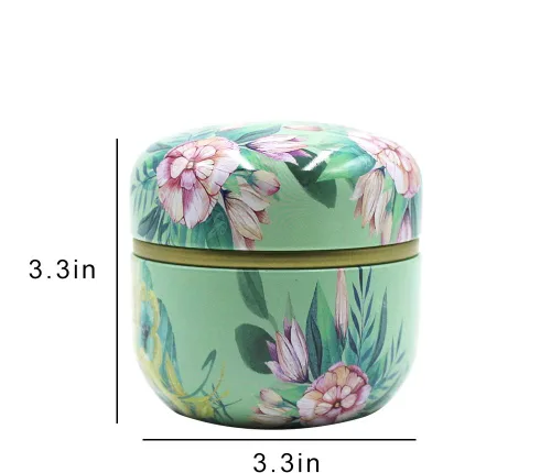 Vista 6 de Paquete de 2 mini recipientes de almacenamiento de té, latas de café, patrón de flores, contenedor de almacenamiento de alimentos para hierbas