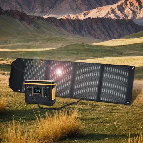 Vista 8 de Panel solar portátil de 60 W, paneles solares plegables de 60 vatios con cargadores QC3.0 USB-A USB-C DC5521, IP67 impermeable, energía