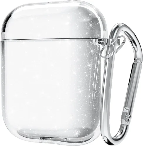 Vista 36 de Svanove Funda para Airpods Transparente con Purpurina, Funda Brillante y Bonita para Airpods de 1ª y 2ª Generación con Llavero, Carcasa Rígida