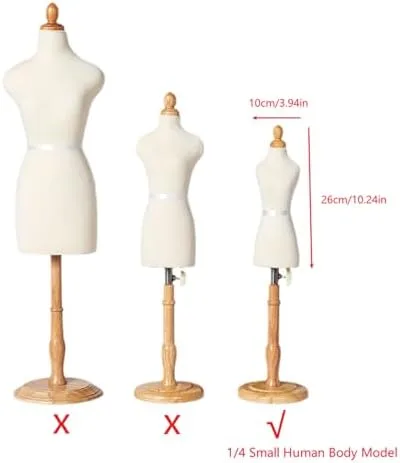 Vista 2 de Eujgoov Maniquí de vestido femenino de muñeca, forma de vestido de costura, forma de vestido femenino, forma de torso, madera de haya con base