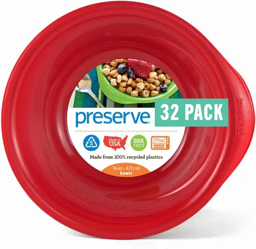 Vista 6 de Preserve Juego de 6 cuencos sin BPA para uso diario, hechos de plástico reciclado en los Estados Unidos, color azul medianoche
