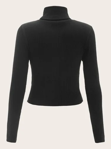 Vista 4 de Floerns 2 piezas de cuello alto y manga larga de punto acanalado para mujer
