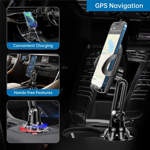 Vista 2 de Soporte de teléfono para coche, regulable, para teléfonos inteligentes, Negro