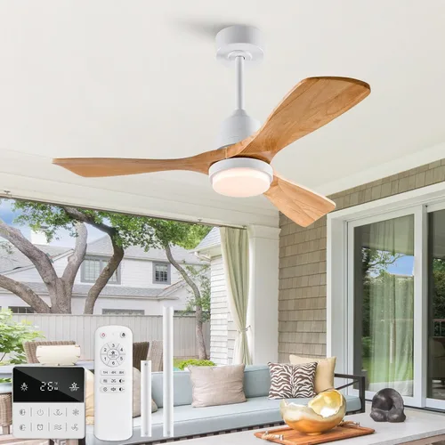 Vista 12 de Ventiladores de techo de 36 pulgadas para exteriores con luces y control remoto, ventiladores de techo de madera para exteriores regulables de 3