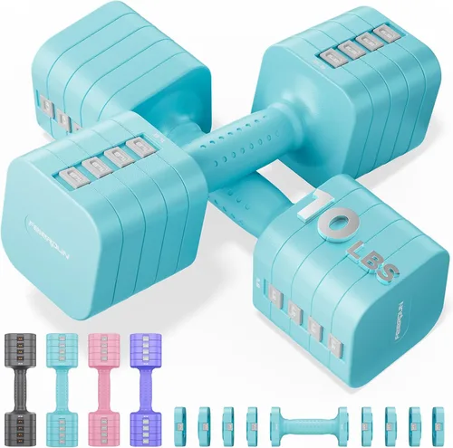 Vista 15 de FEIERDUN DB3 - Juego de mancuernas ajustables 5 en 1, 6 libras/10 libras, pesas ajustables para mujeres en casa, pesas de mano estables de doble