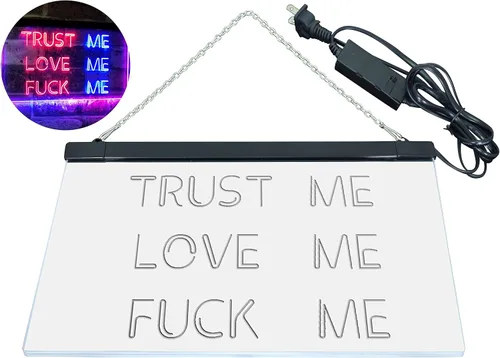 Vista 7 de ADVPRO Trust Me Love Me Fuck Me Décor Man Cave Nightclub Garage Letrero de neón LED de doble color, azul y rojo, 12 x 8.5 pulgadas, st6s32-i3081-br