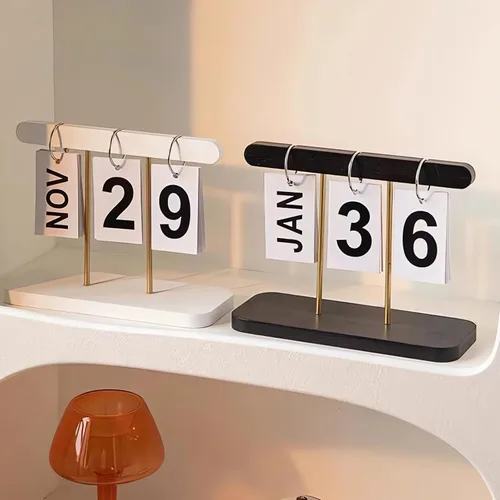 Vista 5 de Calendario Diario Perpetuo con Tapa para Escritorio 2026 Decoración Reutilizable para Escritorio de Oficina Accesorios para el Hogar Accesorios