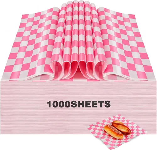 Vista 9 de Colarr 1000 hojas de papel encerado a granel de 15 x 15 pulgadas, papel grande para envolver sándwiches a cuadros, para hamburguesas, pan, Negro