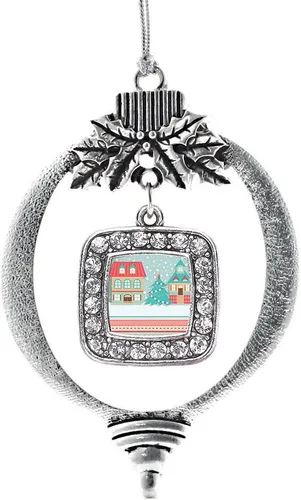 Vista 100 de Inspired Silver - Bon Voyage Cruise Ship Charm Ornamento – Adornos navideños cuadrados de plata con joyas de circonita cúbica