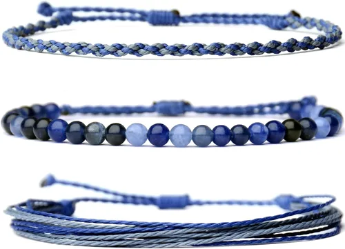 Vista 60 de Pulsera curativa hecha a mano con cuentas de piedra natural, regalo para hombres, pulsera de cuerda ajustable