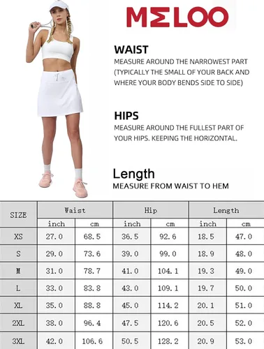 Vista 6 de MELOO Falda deportiva de tenis para mujer, cintura alta, falda pantalón de golf para verano, para correr, casual, entrenamiento, 4 bolsillos