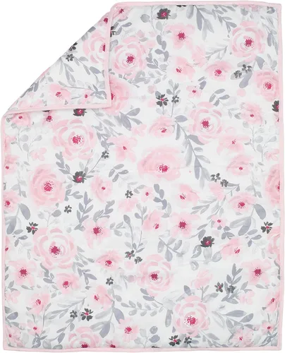 Vista 5 de Bedtime Originals Juego de ropa de cama de 3 piezas con diseño floral de acuarela rosa Blossom