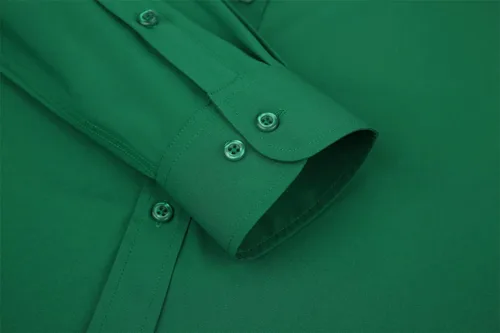Vista 6 de corfty Camisa de vestir de manga larga para hombre, ajuste regular, elástica, sin arrugas, casual, con botones