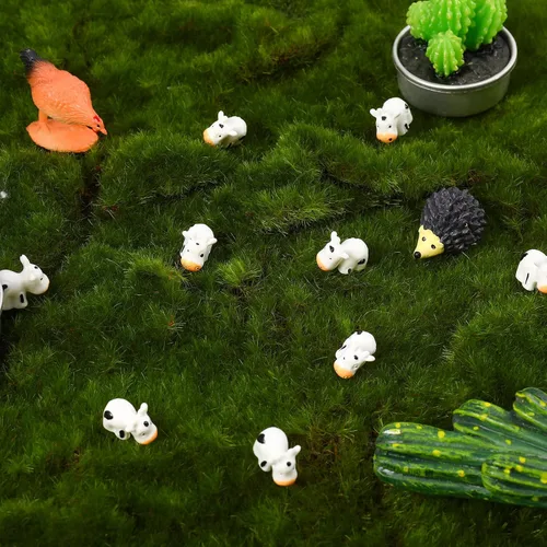 Vista 7 de Fuyamp 100 mini figuras de vaca de resina, bonitos adornos de musgo en miniatura de hada para exteriores, accesorios de adorno de paisaje de jardín