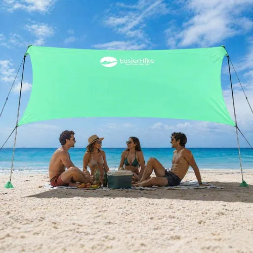 Vista 10 de EasierHike Tienda de campaña para playa, 7 × 7.15 pies, toldo de playa portátil fácil de desplegar, refugio de protección solar UPF50+, resistente