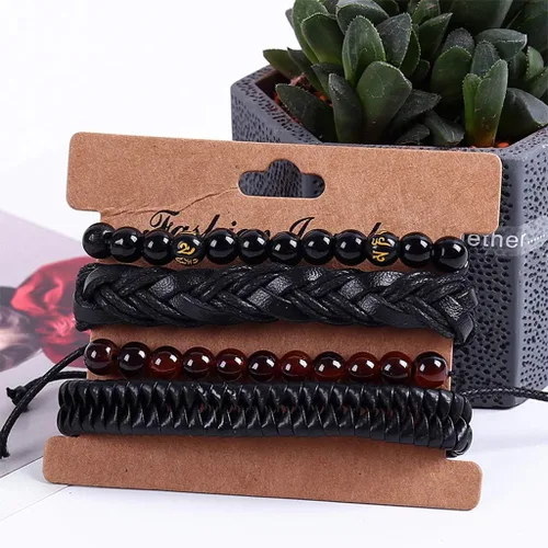 Vista 3 de Pulsera de cadena de muñeca con dije de moda para mujer joyería vintage pulsera multicapa regalo de cuero pulseras trenzadas Navidad cumpleaños