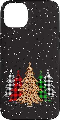 Vista 15 de Funda con diseño de árboles de Navidad con estampado de leopardo y cuadros para iPhone 16
