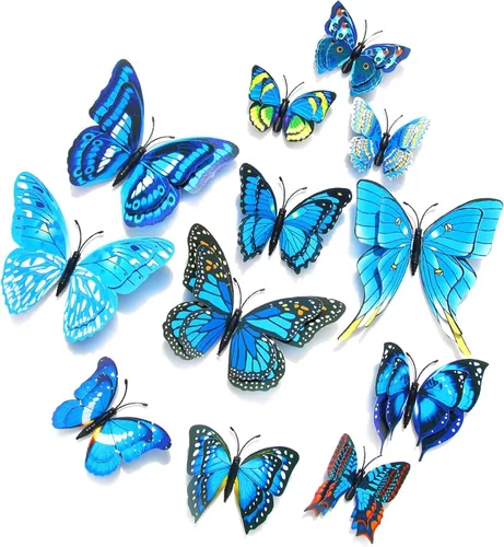 Vista 14 de OPSEAM - Calcomanías 3D de mariposa, 24/48 unidades, para decoraciones de pared, fiestas, con imanes (morado, 24)