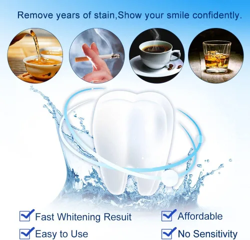 Vista 8 de Kit de blanqueamiento de dientes con luz LED, 10 jeringas de gel blanqueador de dientes de 0.11 onzas líquidas, blanqueador de dientes para uso