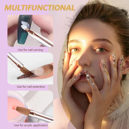 Vista 8 de Kolinsky - Brocha de uñas acrílicas, tamaño 10, 100% puro, mango resistente, forma ovalada, herramientas de diseño de uñas en polvo acrílico