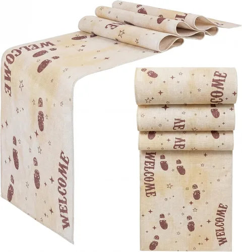 Vista 9 de Camino de mesa de mago mágico con mapa de huellas, 2 unidades, 13 x 72 pulgadas, decoración de fiesta de mago de lino, estilo vintage, decoración