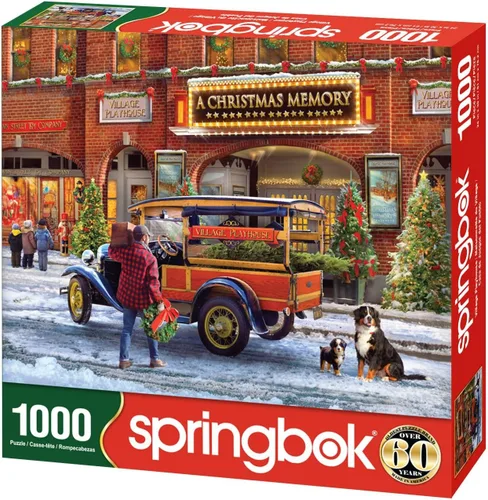 Vista 2 de Springbok - Casa de juegos de la aldea de Navidad - Rompecabezas de 1000 piezas - Escena festiva nostálgica