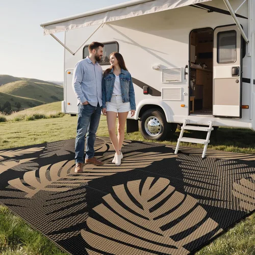 Vista 85 de GENIMO - Alfombra para exteriores de 6 x 9 pies, para patio, espacios amplios, reversible, de pajillas de plástico, alfombra impermeable para Azul