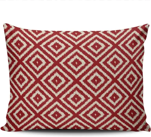 Vista 35 de Fundas de almohada decorativas Ikat con patrón de diamante en rojo y crema, cojín personalizable rectangular, tamaño 12 x 16 pulgadas, funda